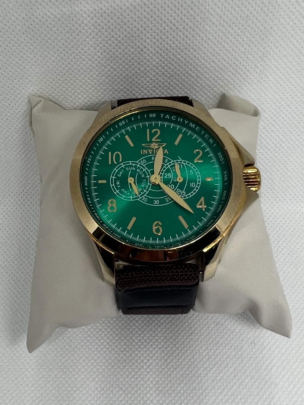 VINTAGE- Invicta Specialty Green Dial Gold-Tone Watch
